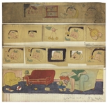 Original Artwork by Sheldon Mayer, Drawn for a Sugar and Spike Animated Film -- 26 Panels of Original Art